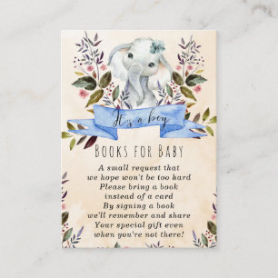 baby elephant blue books for baby request card