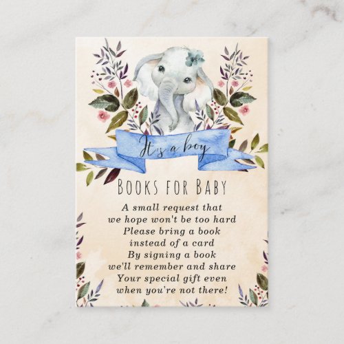 baby elephant blue books for baby request card
