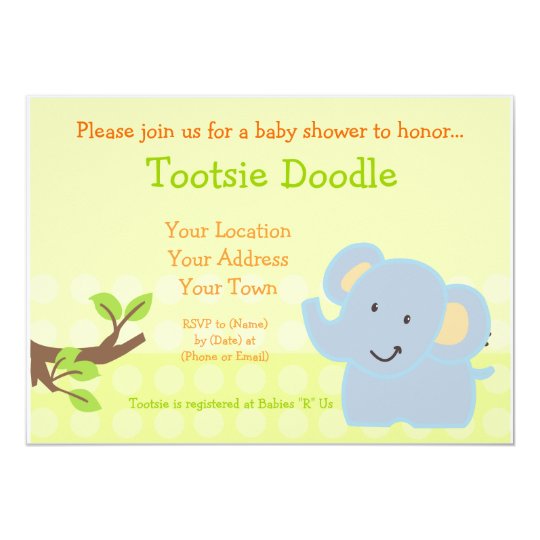 Baby Elephant Blue Boy Baby Shower Sprinkle Card