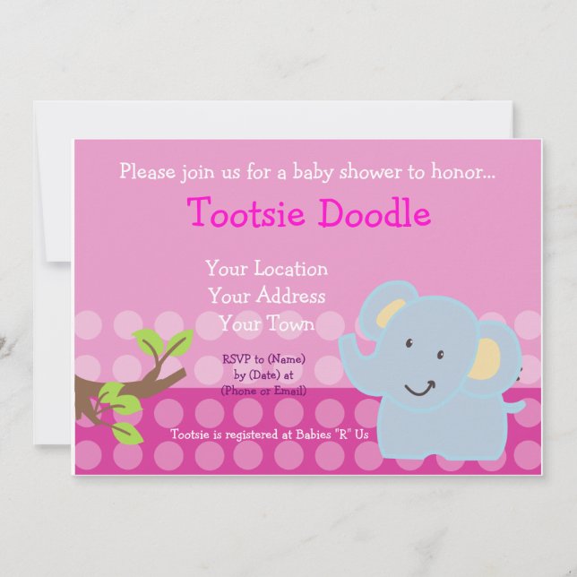 Baby Elephant Blue Boy Baby Shower Sprinkle Invitation (Front)