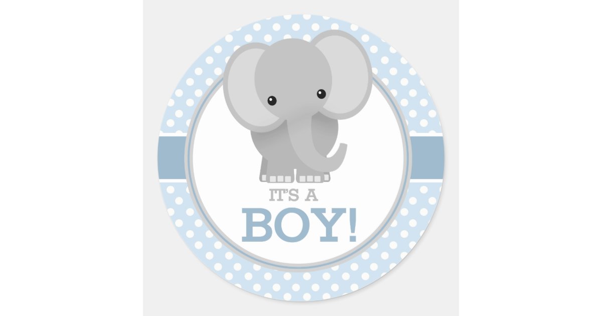 Baby Elephant Blue It S A Boy Classic Round Sticker