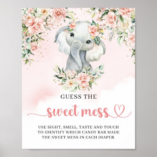 Baby elephant blush floral Guess The Sweet Mess Poster