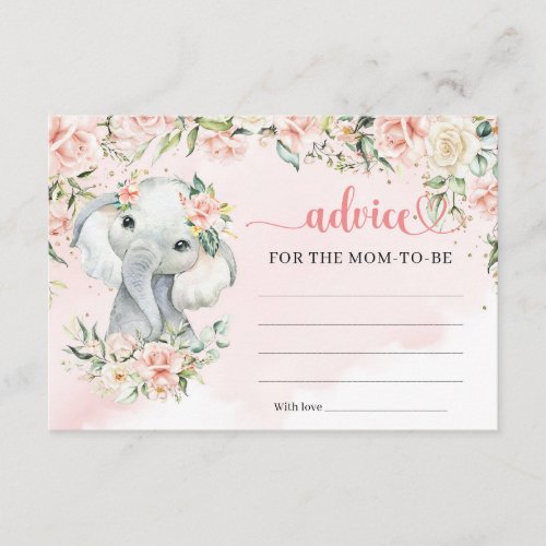 Baby elephant blush gold Advice for the mom_to_be Enclosure Card