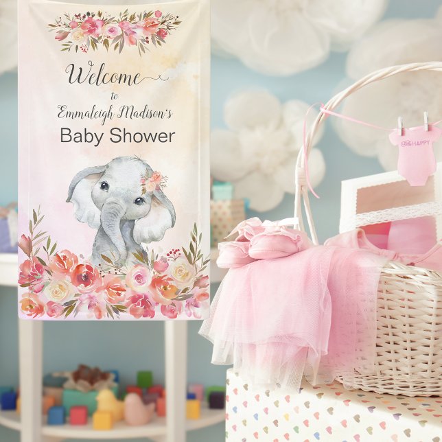 Baby Elephant Boho Chic Baby Shower Welcome Banner (Creator Uploaded)
