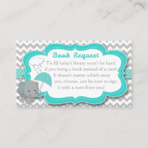 Baby Elephant Boy Baby Shower Teal Book Request