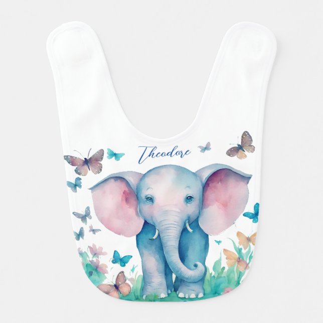 Baby Elephant Boy Bib (Front)