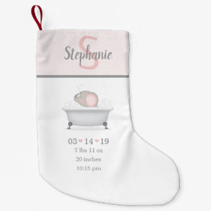 Baby Elephant Bubble Bath Birth Announcement Small Christmas Stocking