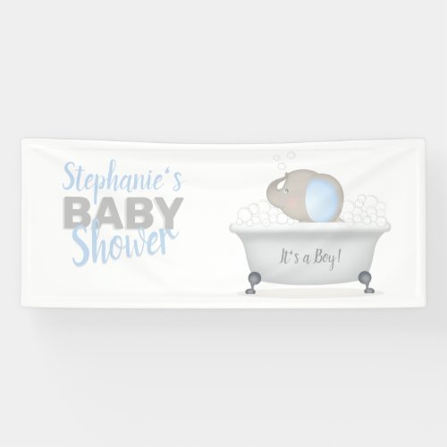 Baby Elephant Bubble Bath Boy Baby Shower Banner