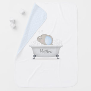 Baby Elephant Bubble Bath Boy Baby Shower Blanket