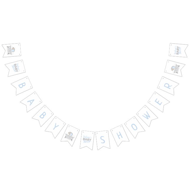 Baby Elephant Bubble Bath Boy Baby Shower Bunting Flags (All)