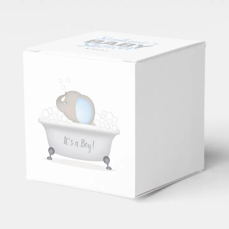 Baby Elephant Bubble Bath Boy Baby Shower Favor Box Zazzle
