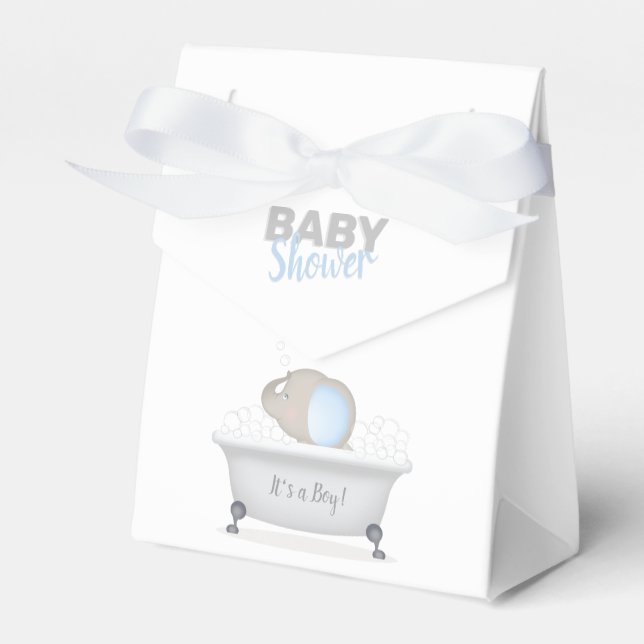 Baby Elephant Bubble Bath Boy Baby Shower Favor Boxes (Front Side)