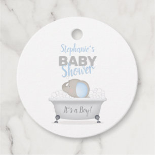 Baby Elephant Bubble Bath Boy Baby Shower Favor Tags