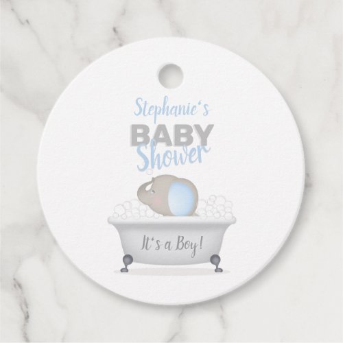 Baby Elephant Bubble Bath Boy Baby Shower Favor Tags