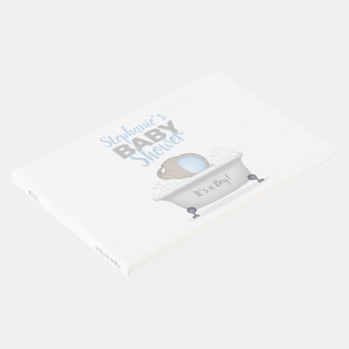 Baby Elephant Bubble Bath Boy Baby Shower Guest Book Zazzle