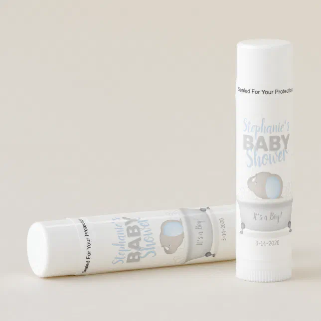 Baby Elephant Bubble Bath Boy Baby Shower Lip Balm Zazzle