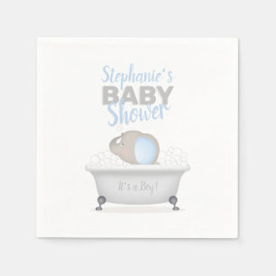 Baby Elephant Bubble Bath Boy Baby Shower Napkins