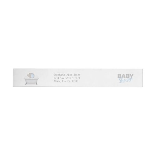 Baby Elephant Bubble Bath Boy Baby Shower Wrap Around Label