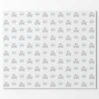 Cute Blue Teddy Bear Balloons Baby Boy Shower Wrapping Paper