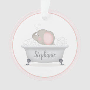 Baby Elephant Bubble Bath First Christmas Ornament