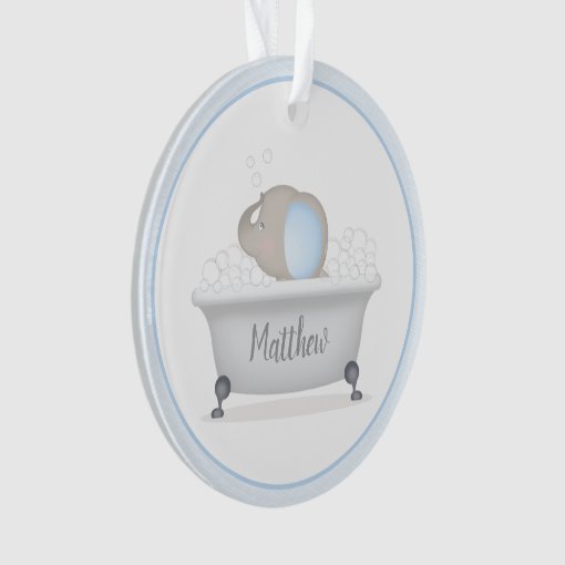 Baby Elephant Bubble Bath First Christmas Ornament Zazzle
