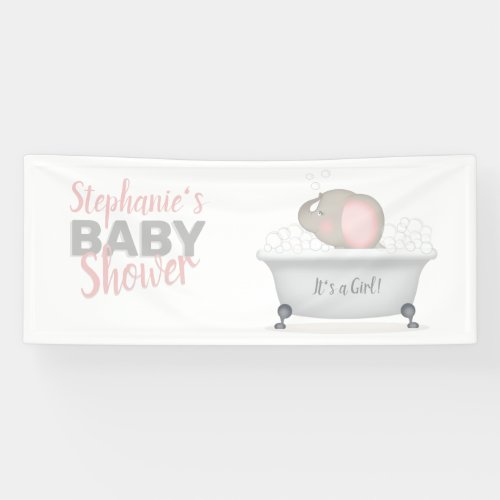 Baby Elephant Bubble Bath Girl Baby Shower Banner