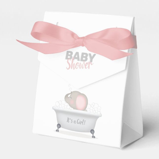 Baby Elephant Bubble Bath Girl Baby Shower Favor Boxes (Front Side)