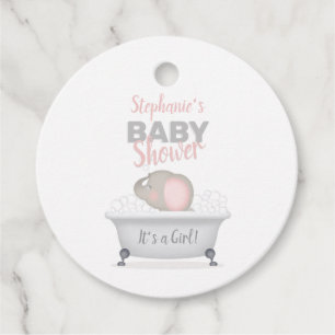 Baby Elephant Bubble Bath Girl Baby Shower Favor Tags