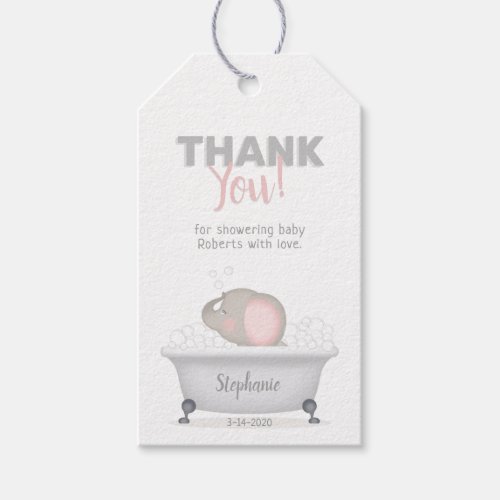 Baby Elephant Bubble Bath Girl Baby Shower Gift Tags