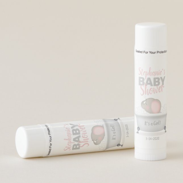 Baby Elephant Bubble Bath Girl Baby Shower Lip Balm (Front)