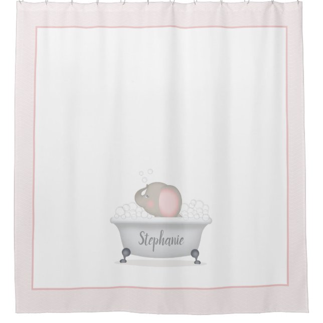 Baby Elephant Bubble Bath Shower Curtain (Front)