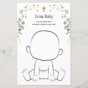 Baby Elephant & Butterflies Draw Baby Shower Game