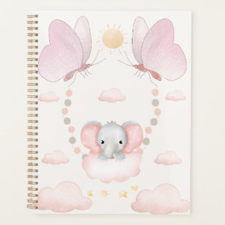 Baby Elephant & Butterflies – Dreamy Pastel Sky Planner