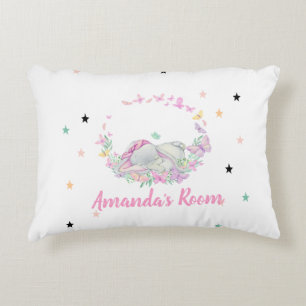 Baby Elephant,Butterflies, Stars Accent Pillow