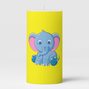 Baby Elephant Cartoon Clipart-64832 Pillar Candle