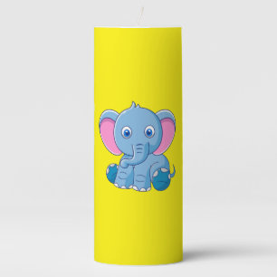 Baby Elephant Cartoon Clipart-64832 Pillar Candle