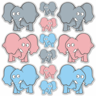 Baby Elephant Cartoons Icons Set Sticker