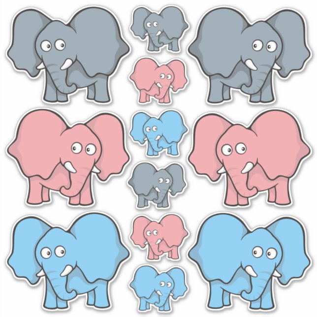 Baby Elephant Cartoons Icons Set Sticker (Front)