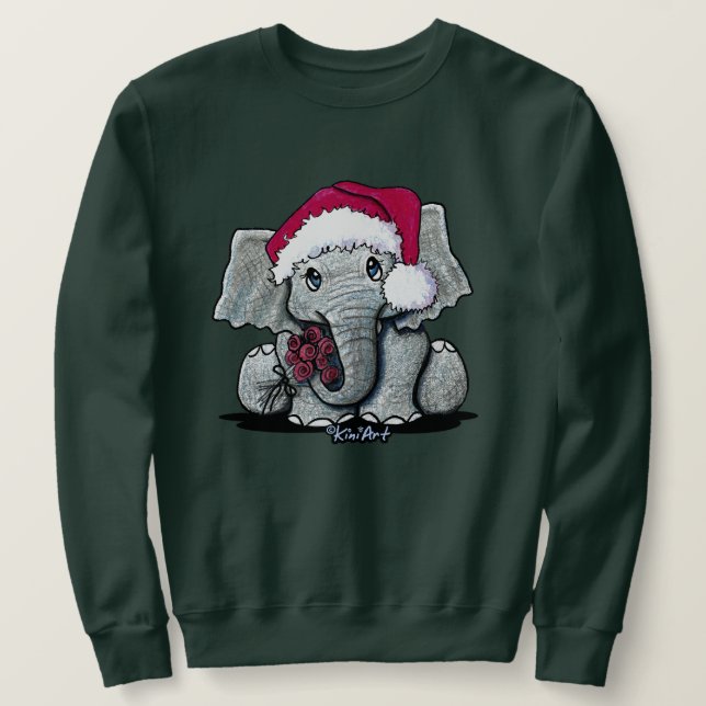 Baby Elephant Christmas Hoodie (Design Front)