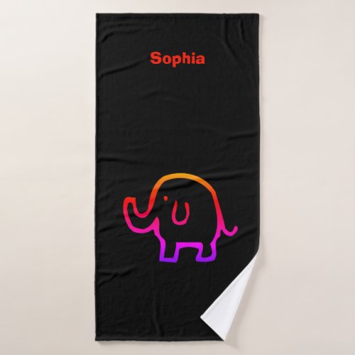 Baby Elephant Cute Girls Boys Nursery Custom Name Bath Towel Set