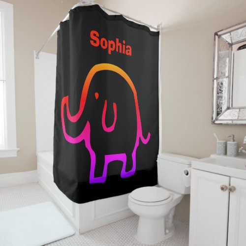 Baby Elephant Cute Girls Boys Nursery Custom Name Shower Curtain