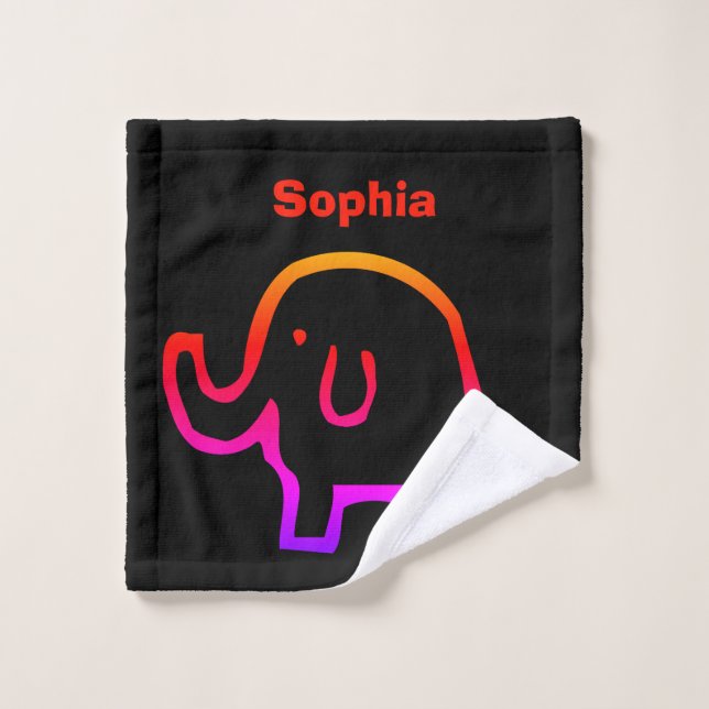 Baby Elephant Cute Girls Boys Nursery Custom Name Wash Cloth (Wash Cloth)