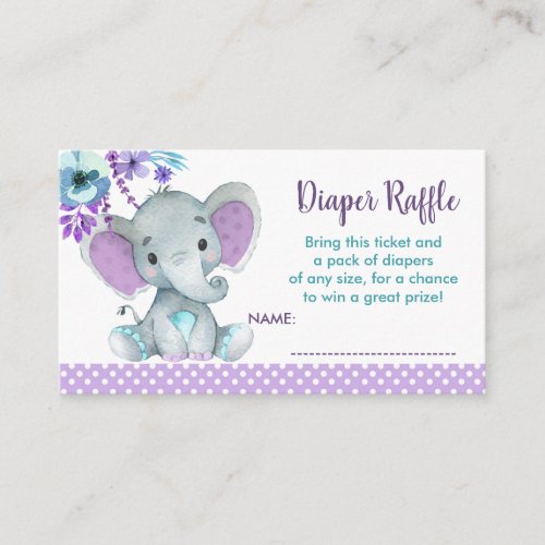 Baby Elephant diaper raffle ticket Gender Reveal Enclosure Card