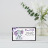 Baby Elephant diaper raffle ticket Purple Floral Enclosure Card (Standing Front)