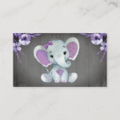 Baby Elephant diaper raffle ticket Purple Floral Enclosure Card (Back)