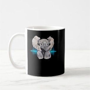 Baby Elephant DJ Wearing Headphones & Glasses Gift Coffee Mug