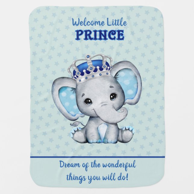 Baby Elephant Dream Prince Baby Blanket (Front)