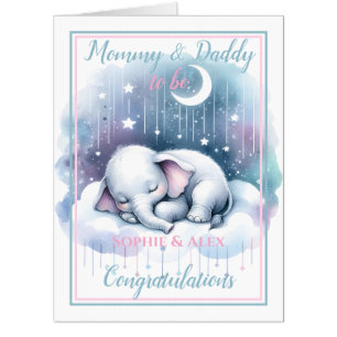 Baby Elephant Expecting Mommy & Daddy to be Large Card