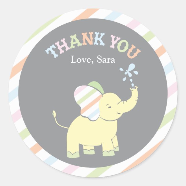 Baby Elephant  |  Favor Sticker (Front)