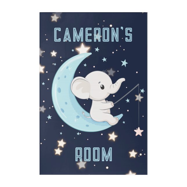 Baby Elephant Fishing 4 Stars Wall Art (Front)